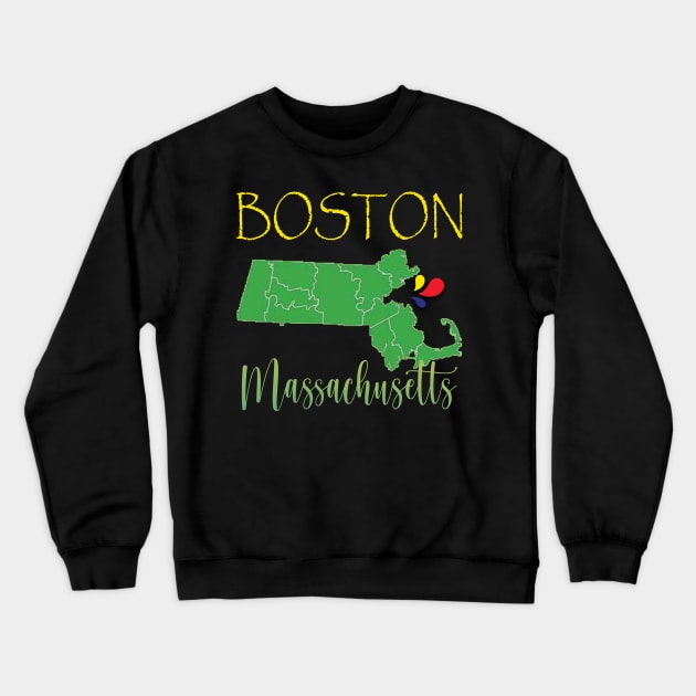 Boston Massachusetts Crewneck Sweatshirt by TeeText